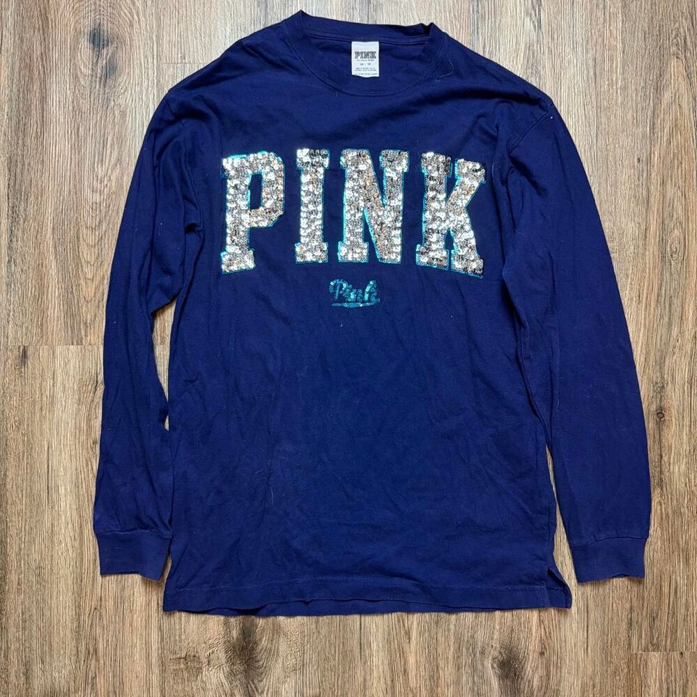 Victoria-s-secret Women's Blue and Silver Shirt